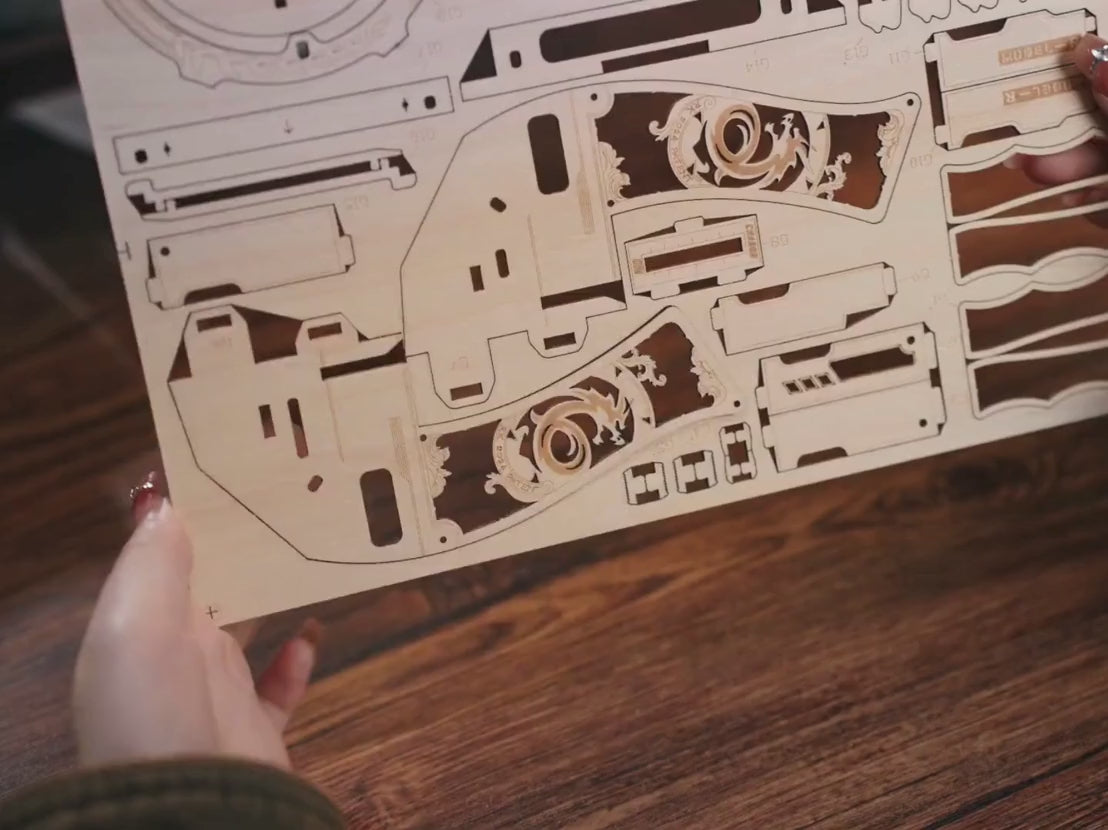 Assembly of the Rotating Barrel Machine wooden model kit