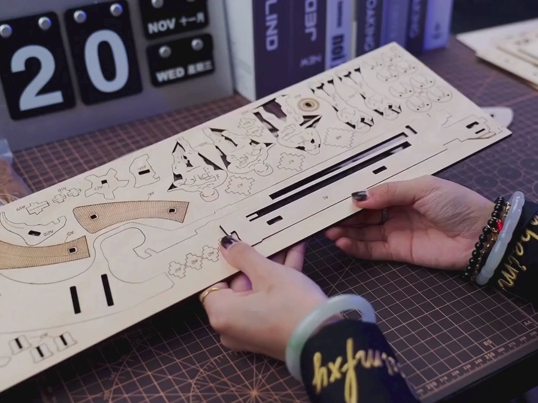 Assembly of the Terminator wooden model kit