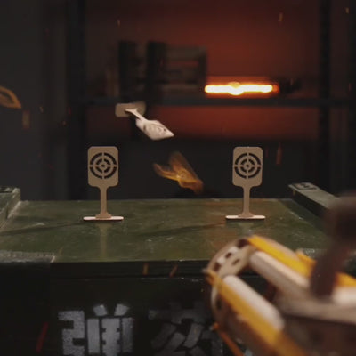 The Rotating Barrel Macine wooden model firing rubber bands